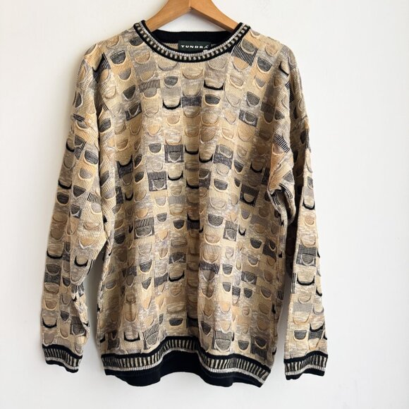 Vintage Tundra Earth Tones 3D Bill Cosby Textured Sweater L - Picture 2 of 8